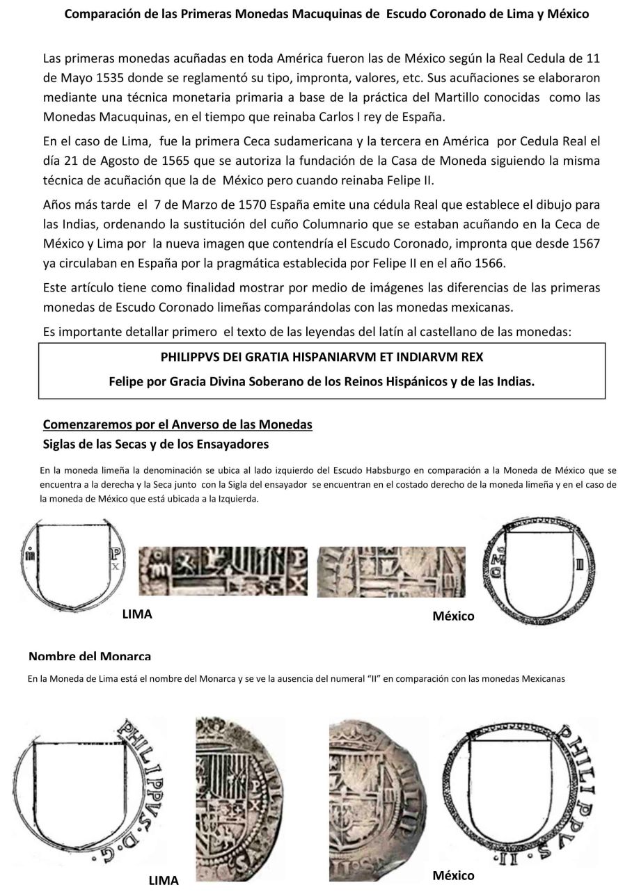 Diferencia Moneda escudo coronado lima mexico-1